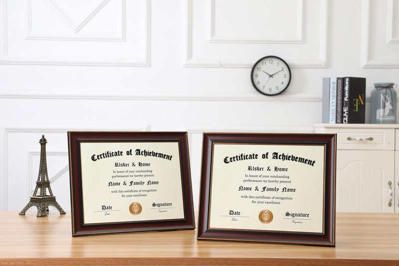 ELSKER&HOME 8.5x11 Certificate Frame - Classic Cherry Wood Color - 2.0 mm Panels - Only 8.5x11 Inch Without Mat - for Document/Photo (2 Pack) - Image 2